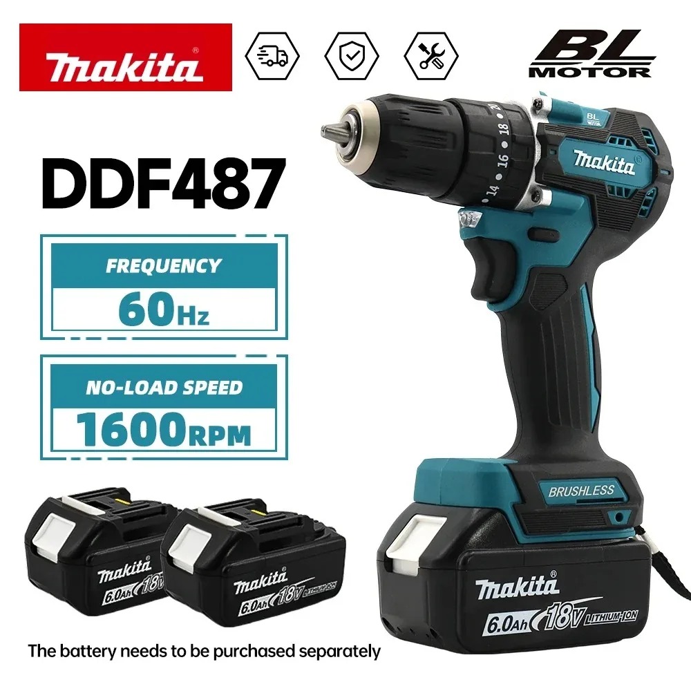 Makita Drill Ddf484 - Wiertarko-wkrętarka akumulatorowa bezszczotkowa Makita DDF487 18V