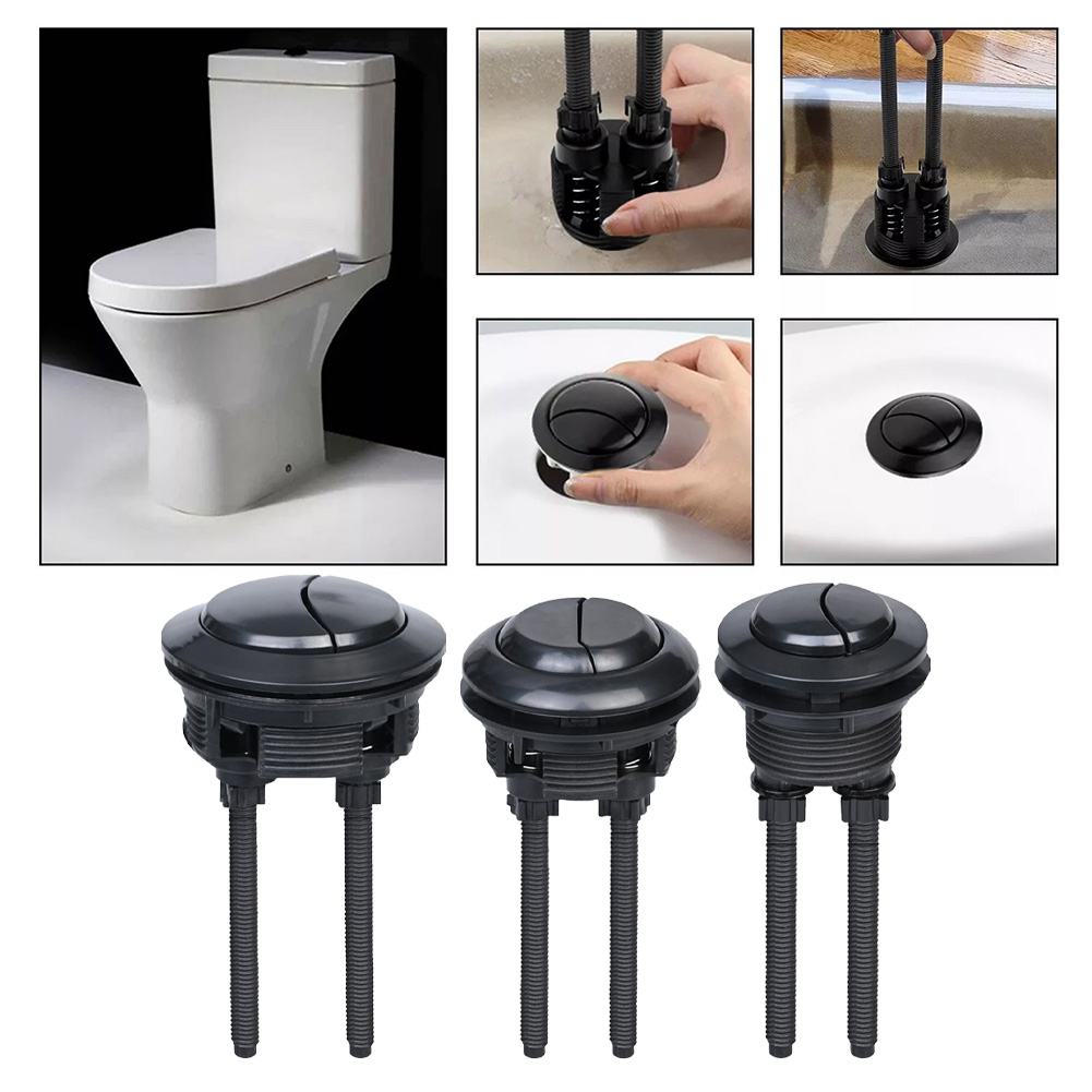 Toilet Fill Valve - Czarny przycisk spłukiwania toalety 38mm, podwójny